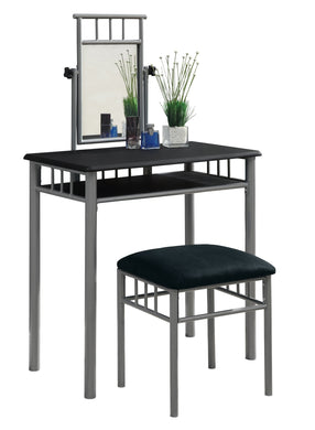 Vanity Set, Set Of 2, Makeup Table, Oranizer, Dressing Table, Bedroom, Metal, Fabric, Black, Contemporary, Modern