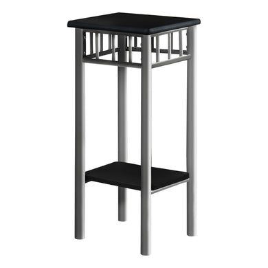 Accent Table, Side, End, Plsant Stand, Square, Living Room, Bedroom, Metal Legs, Laminate, Black, Contemporary, Modern