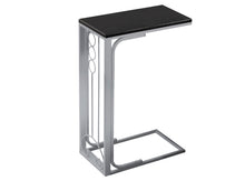 Charger l&#39;image dans la galerie, Accent Table, C-Shaped, End, Side, Snack, Living Room, Bedroom, Metal Legs, Laminate, Black, Silver, Contemporary, Modern
