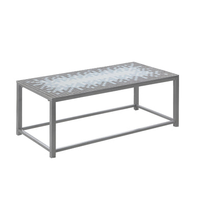 Coffee Table, Accent, Cocktail, Rectangular, Living Room, Metal Frame, Tile, Grey, Silver, Transitional