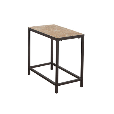 Accent Table, Side, End, Nightstand, Lamp, Living Room, Bedroom, Metal Legs, Tile, Black, Dark Brown, Transitional