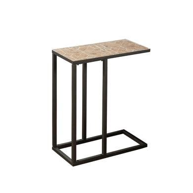 Accent Table, C-Shaped, End, Side, Snack, Living Room, Bedroom, Metal Legs, Tile, Terracotta, Dark Brown, Transitional