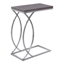 Charger l&#39;image dans la galerie, Accent Table, C-Shaped, End, Side, Snack, Living Room, Bedroom, Metal Legs, Laminate, Grey, Chrome, Contemporary, Modern
