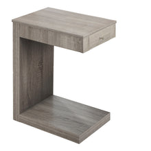 Charger l&#39;image dans la galerie, Accent Table, C-Shaped, End, Side, Snack, Living Room, Bedroom, Storage Drawer, Laminate, Dark Taupe, Contemporary, Modern
