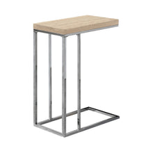 Charger l&#39;image dans la galerie, Accent Table, C-Shaped, End, Side, Snack, Living Room, Bedroom, Metal Legs, Laminate, Natural, Chrome, Contemporary, Modern
