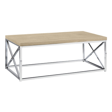 Coffee Table, Accent, Cocktail, Rectangular, Living Room, Metal Frame, Laminate, Natural, Chrome, Contemporary, Modern