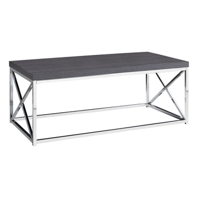 Coffee Table, Accent, Cocktail, Rectangular, Living Room, Metal Frame, Laminate, Grey, Chrome, Contemporary, Modern