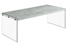 Charger l&#39;image dans la galerie, Coffee Table, Accent, Cocktail, Rectangular, Living Room, Tempered Glass, Laminate, Grey Cement Look, Clear, Contemporary, Modern
