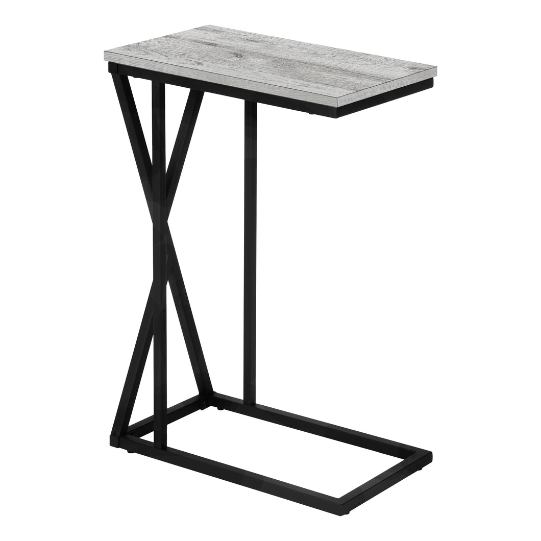 Accent Table, C-Shaped, End, Side, Snack, Living Room, Bedroom, Metal Legs, Laminate, Grey, Black, Contemporary, Modern