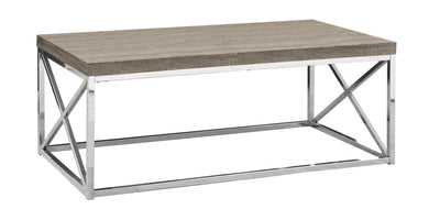 Coffee Table, Accent, Cocktail, Rectangular, Living Room, Metal Frame, Laminate, Dark Taupe, Chrome, Contemporary, Modern