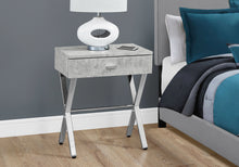 Load image into Gallery viewer, Accent Table, Side, End, Nightstand, Lamp, Living Room, Bedroom, Metal Legs, Laminate, Grey Cement Look, Chrome, Contemporary, Modern
