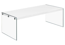 Charger l&#39;image dans la galerie, Coffee Table, Accent, Cocktail, Rectangular, Living Room, Tempered Glass, Laminate, Glossy White, Clear, Contemporary, Modern
