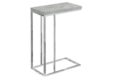 Accent Table, C-Shaped, End, Side, Snack, Living Room, Bedroom, Metal Legs, Laminate, Grey Cement Look, Chrome, Contemporary, Modern