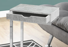 Load image into Gallery viewer, Accent Table, C-Shaped, End, Side, Snack, Living Room, Bedroom, Storage Drawer, Metal Legs, Laminate, Grey Cement Look, Chrome, Contemporary, Modern
