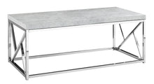 Charger l&#39;image dans la galerie, Coffee Table, Accent, Cocktail, Rectangular, Living Room, Metal Frame, Laminate, Grey Cement Look, Chrome, Contemporary, Modern
