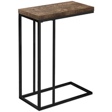 Charger l&#39;image dans la galerie, Accent Table, C-Shaped, End, Side, Snack, Living Room, Bedroom, Metal Legs, Laminate, Brown Reclaimed Wood Look, Black, Contemporary, Modern
