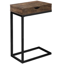 Charger l&#39;image dans la galerie, Accent Table, C-Shaped, End, Side, Snack, Living Room, Bedroom, Storage Drawer, Metal Legs, Laminate, Brown Reclaimed Wood Look, Black, Contemporary, Modern
