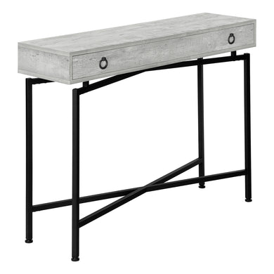 Accent Table, Console, Entryway, Narrow, Sofa, Living Room, Bedroom, Metal Legs, Laminate, Grey Reclaimed Wood Look, Black, Contemporary, Modern