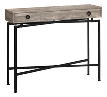 Charger l&#39;image dans la galerie, Accent Table, Console, Entryway, Narrow, Sofa, Living Room, Bedroom, Metal Legs, Laminate, Taupe Reclaimed Wood Look, Black, Contemporary, Modern
