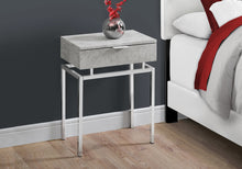 Load image into Gallery viewer, Accent Table, Side, End, Nightstand, Lamp, Living Room, Bedroom, Metal Legs, Laminate, Grey Cement Look, Chrome, Contemporary, Modern
