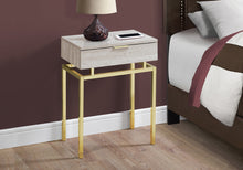 Load image into Gallery viewer, Accent Table, Side, End, Nightstand, Lamp, Living Room, Bedroom, Metal Legs, Laminate, Beige Marble, Gold, Contemporary, Modern
