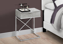 Load image into Gallery viewer, Accent Table, Side, End, Nightstand, Lamp, Living Room, Bedroom, Metal Legs, Laminate, Grey Cement Look, Chrome, Contemporary, Modern
