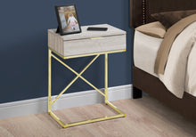 Load image into Gallery viewer, Accent Table, Side, End, Nightstand, Lamp, Living Room, Bedroom, Metal Legs, Laminate, Beige Marble, Gold, Contemporary, Modern
