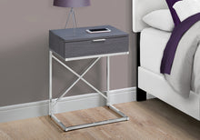 Load image into Gallery viewer, Accent Table, Side, End, Nightstand, Lamp, Living Room, Bedroom, Metal Legs, Laminate, Grey, Chrome, Contemporary, Modern
