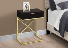 Load image into Gallery viewer, Accent Table, Side, End, Nightstand, Lamp, Living Room, Bedroom, Metal Legs, Laminate, Dark Brown, Gold, Contemporary, Modern
