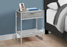 Load image into Gallery viewer, Accent Table, Side, End, Nightstand, Lamp, Living Room, Bedroom, Metal Legs, Laminate, Grey Cement Look, Chrome, Contemporary, Modern
