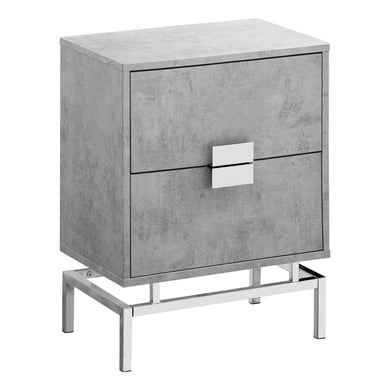 Accent Table, Side, End, Nightstand, Lamp, Living Room, Bedroom, Metal Legs, Laminate, Grey Cement Look, Chrome, Contemporary, Modern