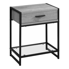 Load image into Gallery viewer, Accent Table, Side, End, Nightstand, Lamp, Living Room, Bedroom, Metal Legs, Tempered Glass And Laminate, Grey, Black, Contemporary, Modern
