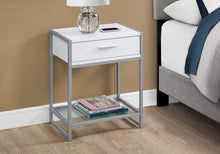 Load image into Gallery viewer, Accent Table, Side, End, Nightstand, Lamp, Living Room, Bedroom, Metal Legs, Tempered Glass And Laminate, White, Grey, Contemporary, Modern
