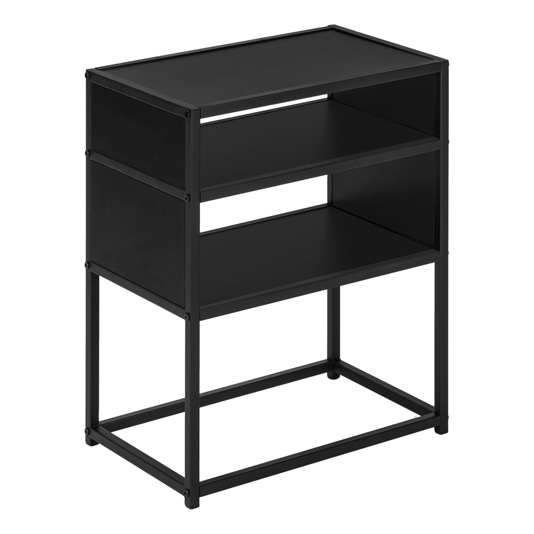 Accent Table, Side, End, Nightstand, Lamp, Living Room, Bedroom, Metal Frame, Laminate, Black, Contemporary, Modern