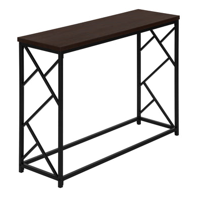 Accent Table, Console, Entryway, Narrow, Sofa, Living Room, Bedroom, Metal Frame, Laminate, Dark Brown, Black, Contemporary, Modern