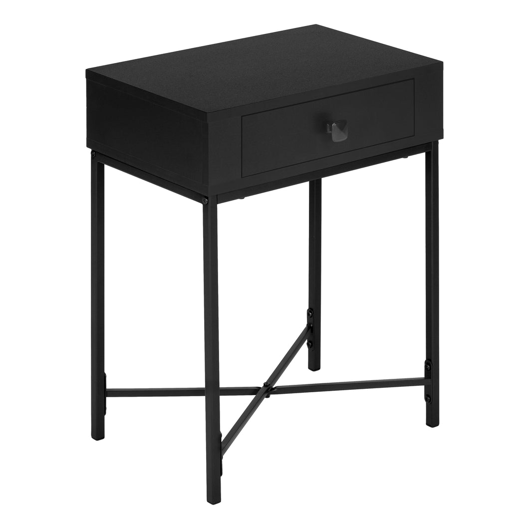 Accent Table, Side, End, Nightstand, Lamp, Living Room, Bedroom, Metal Legs, Laminate, Black, Contemporary, Modern