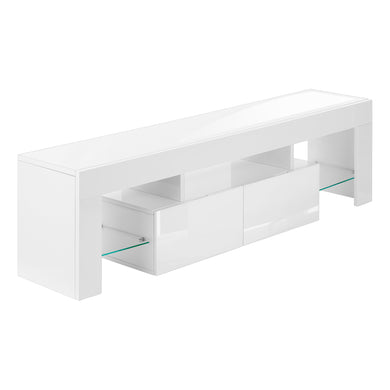 Tv Stand, 63 Inch, Console, Media Entertainment Center, Storage Cabinet, Living Room, Bedroom, Laminate, Glossy White, Glam, Modern