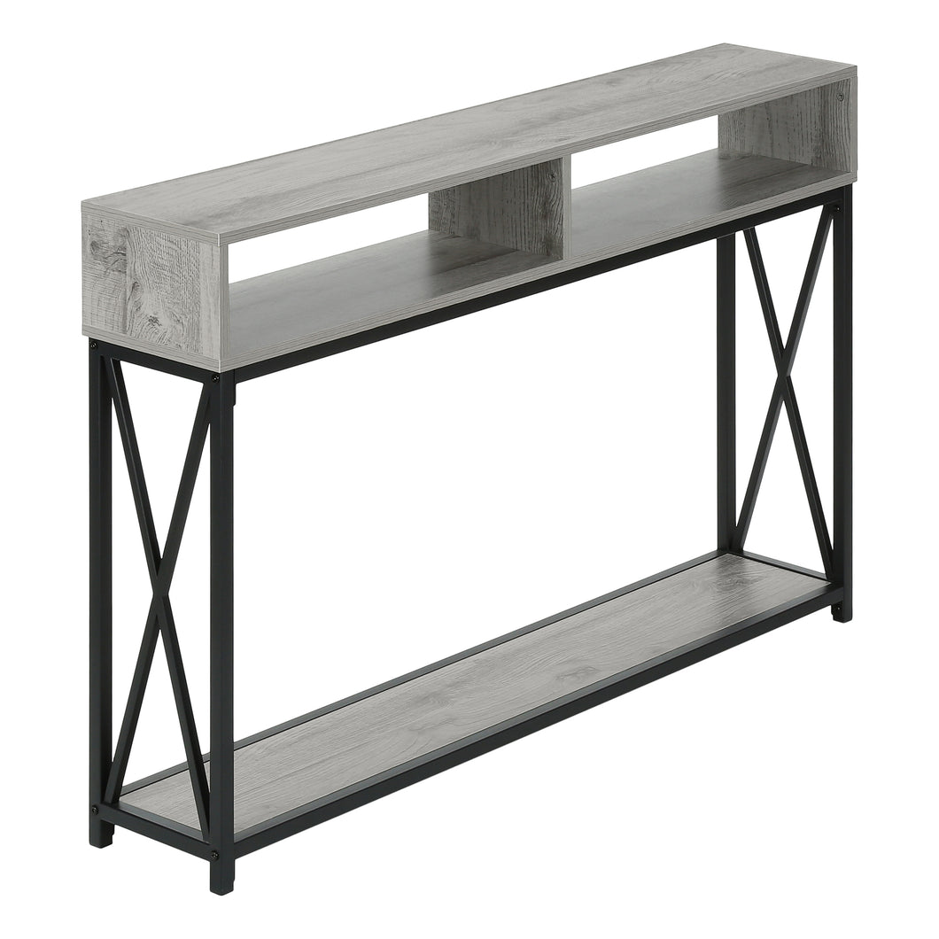 Accent Table, Console, Entryway, Narrow, Sofa, Living Room, Bedroom, Metal Frame, Laminate, Grey, Black, Contemporary, Modern