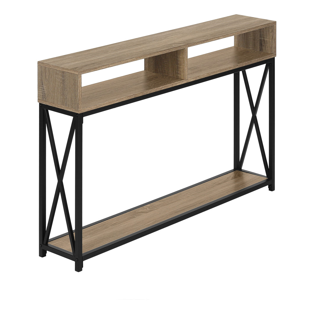 Accent Table, Console, Entryway, Narrow, Sofa, Living Room, Bedroom, Metal Frame, Laminate, Dark Taupe, Black, Contemporary, Modern