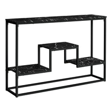 Charger l&#39;image dans la galerie, Accent Table, Console, Entryway, Narrow, Sofa, Living Room, Bedroom, Metal Frame, Laminate, Black Marble-Look, Contemporary, Glam, Modern
