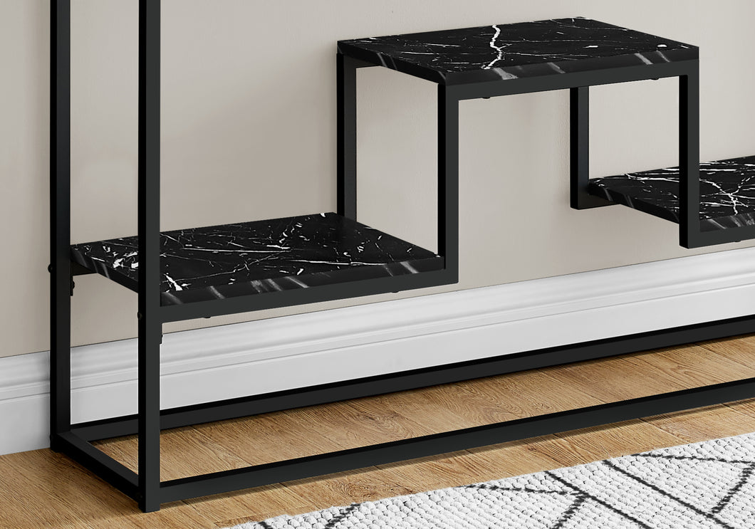 Accent Table, Console, Entryway, Narrow, Sofa, Living Room, Bedroom, Metal Frame, Laminate, Black Marble-Look, Contemporary, Glam, Modern