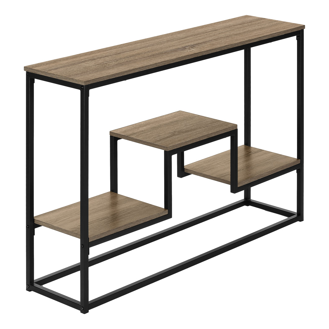 Accent Table, Console, Entryway, Narrow, Sofa, Living Room, Bedroom, Metal Frame, Laminate, Dark Taupe, Black, Contemporary, Modern