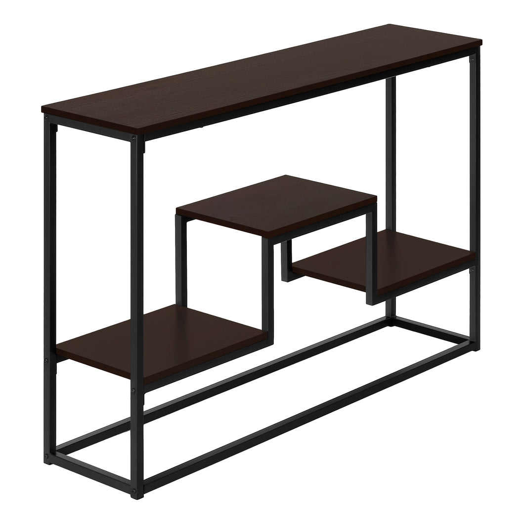 Accent Table, Console, Entryway, Narrow, Sofa, Living Room, Bedroom, Metal Frame, Laminate, Dark Brown, Black, Contemporary, Modern