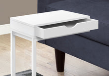 Load image into Gallery viewer, Accent Table, C-Shaped, End, Side, Snack, Living Room, Bedroom, Storage Drawer, Metal Frame, Laminate, White, White, Contemporary, Modern
