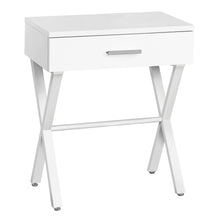 Charger l&#39;image dans la galerie, Accent Table, Side, End, Nightstand, Lamp, Living Room, Bedroom, Metal Legs, Laminate, White, White, Contemporary, Modern
