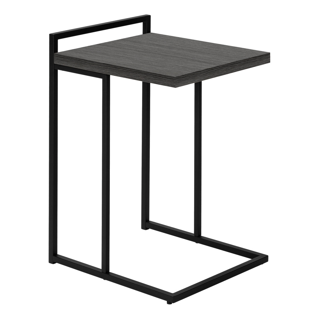 Accent Table, C-Shaped, End, Side, Snack, Living Room, Bedroom, Metal Frame, Laminate, Grey, Black, Contemporary, Modern