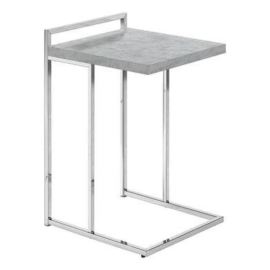 Accent Table, C-Shaped, End, Side, Snack, Living Room, Bedroom, Metal Frame, Laminate, Grey Cement Look, Chrome, Contemporary, Modern