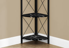 Load image into Gallery viewer, Bookshelf, Bookcase, Etagere, Corner, 4 Tier, 60&quot;H, Office, Bedroom, Metal Frame, Laminate, Black Marble-Look, Black, Contemporary, Modern
