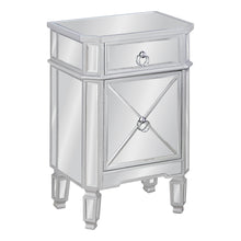 Load image into Gallery viewer, Side Table / Nightstand - Mirrored / 1 Storage Drawer / 1 Cabinet - 28&quot;H - Mirror / Silver
