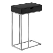 Load image into Gallery viewer, Side Table / C Table - 1 Storage Drawer, Pass-Through / Rectangular - 25&quot;H - Black / Silver
